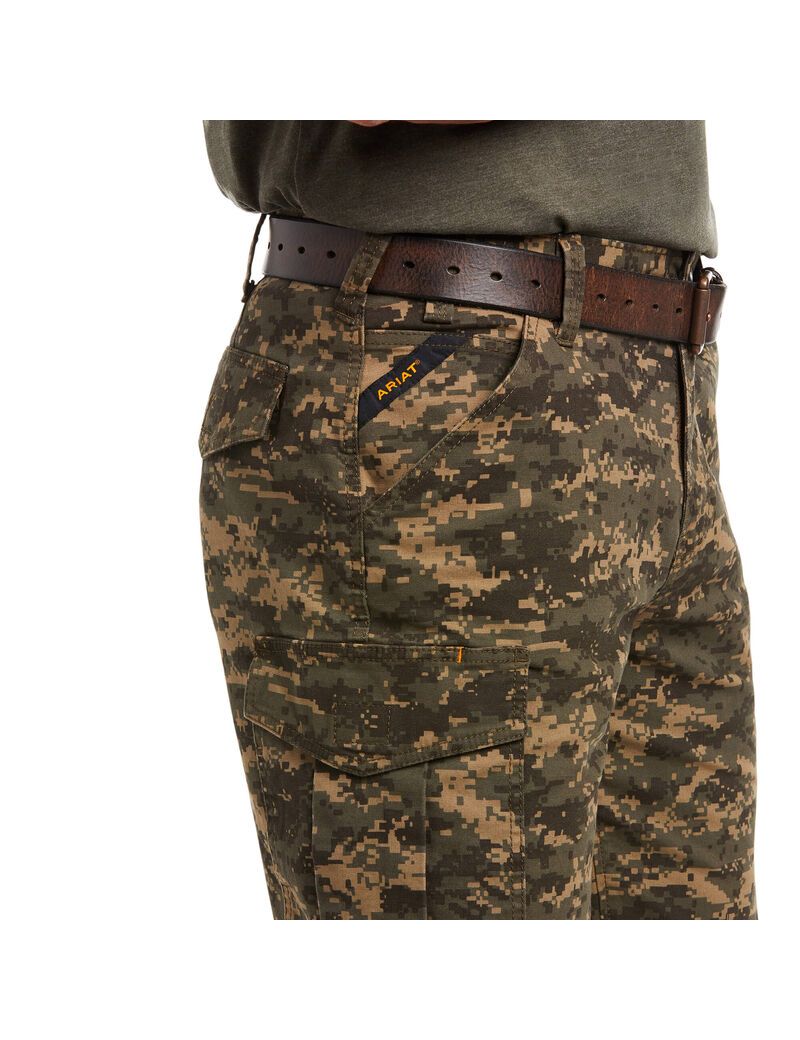 Shorts Ariat Rebar DuraStretch Made Tough Cargo Vert Olive Camouflage | 402561EXS