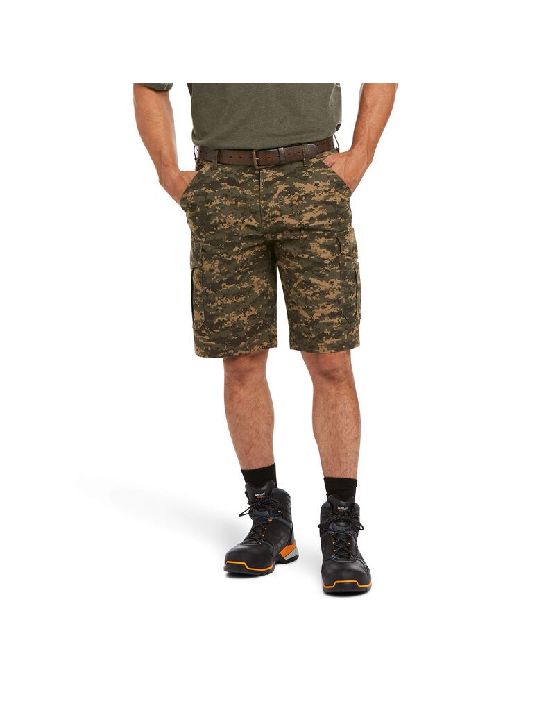 Shorts Ariat Rebar DuraStretch Made Tough Cargo Vert Olive Camouflage | 402561EXS