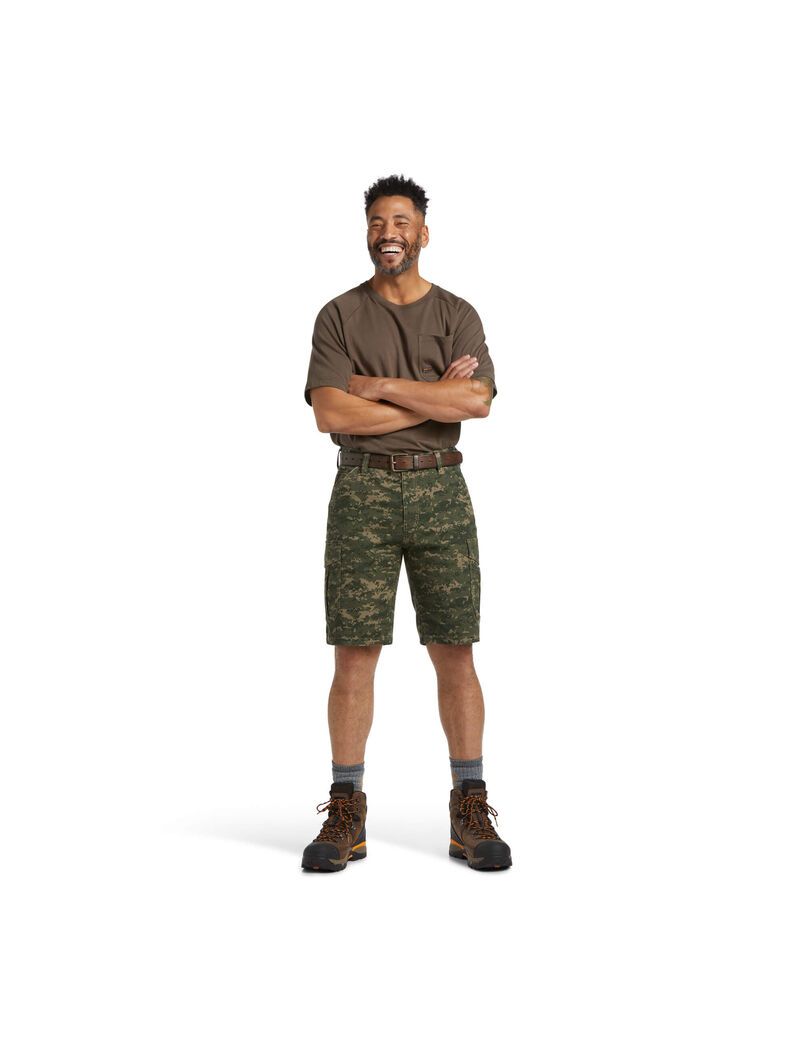 Shorts Ariat Rebar DuraStretch Made Tough Cargo Camouflage Foncé | 583094BGF