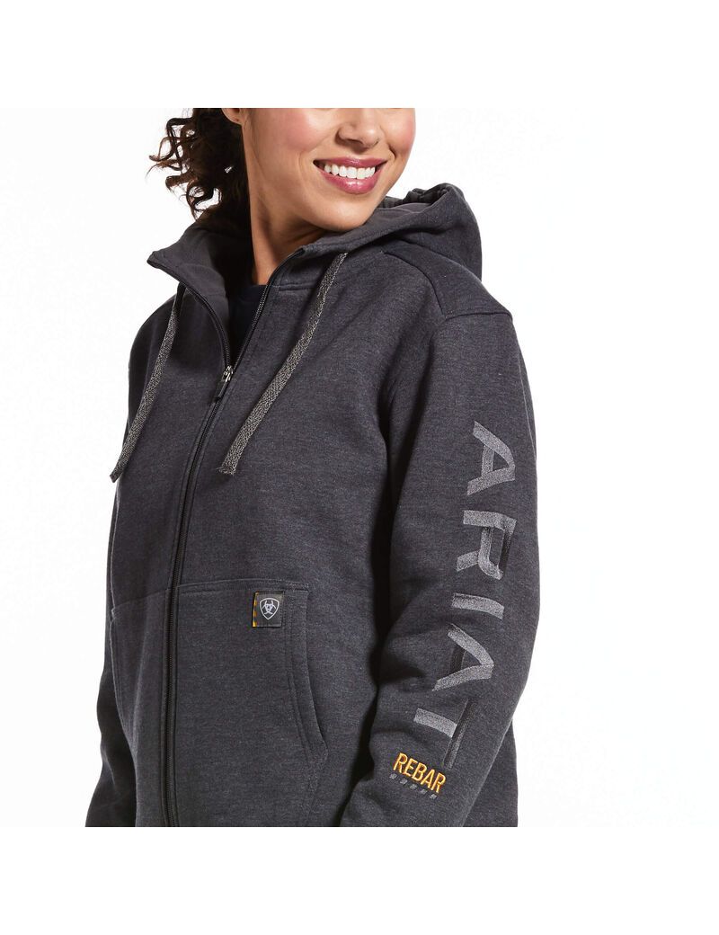 Sweat À Capuche Ariat Rebar All-Weather Full Zip Grise | 520981FBN