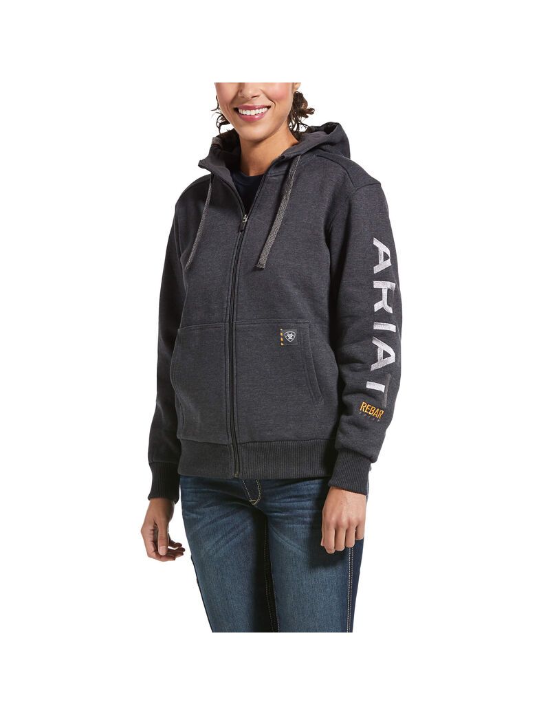 Sweat À Capuche Ariat Rebar All-Weather Full Zip Grise | 520981FBN