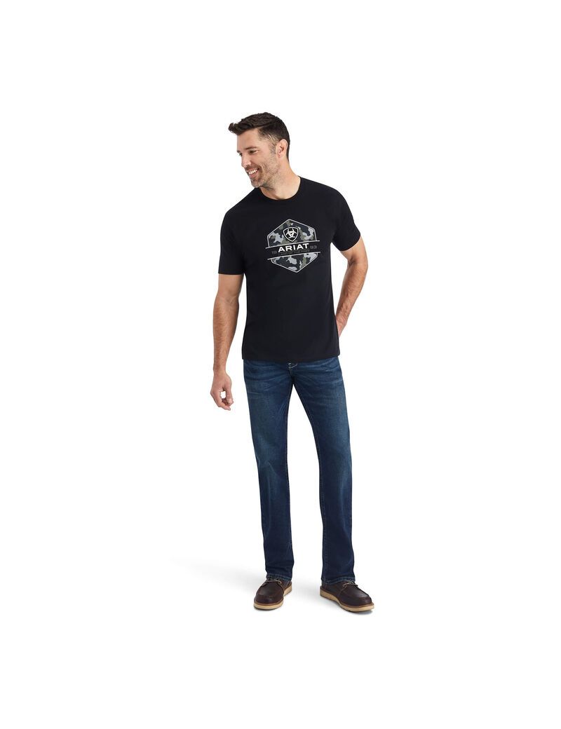 T Shirts Ariat Camo Badge Noir | 579648CHB