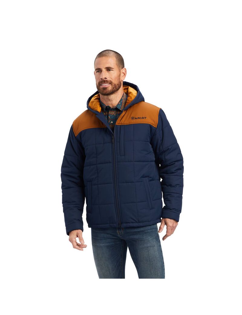 Vestes Ariat Crius Encapuchonné Insulated Bleu Marine | 932670KSQ