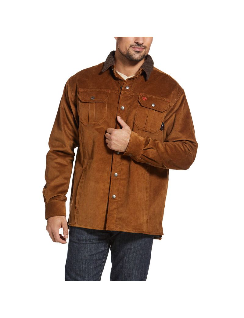 Vestes Ariat FR DuraStretch Sherpa-lined Corduroy Shirt Marron | 305491XUT