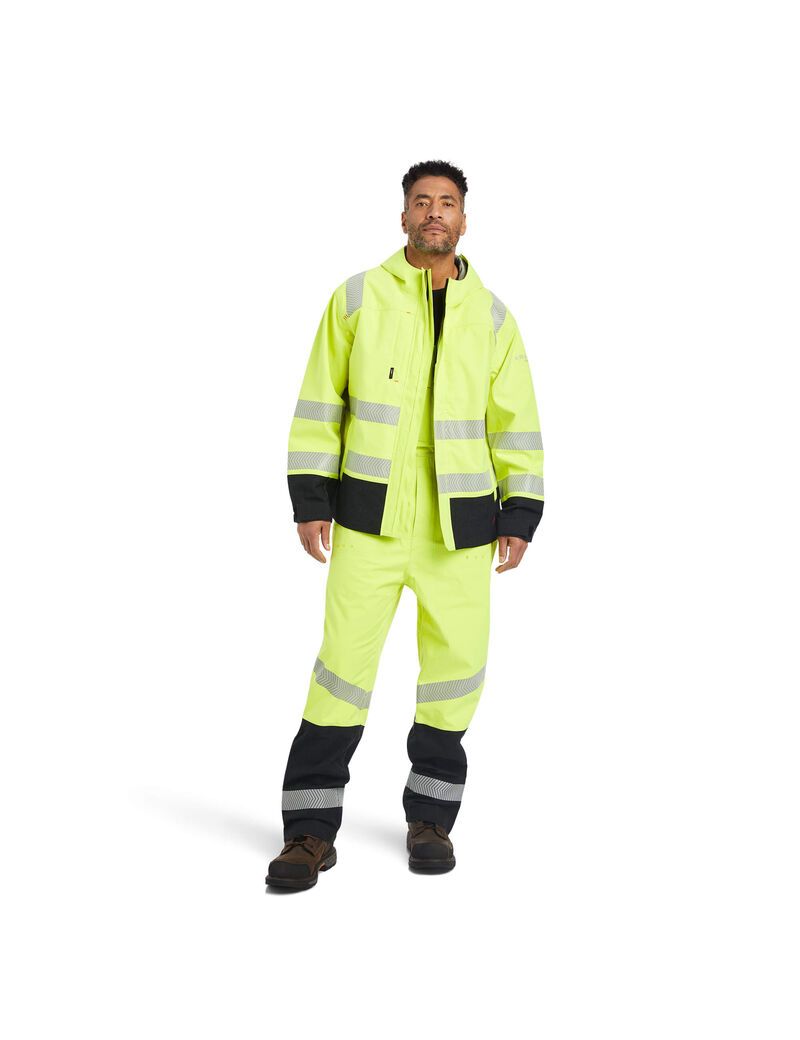 Vestes Ariat FR Hi-Vis Encapuchonné Imperméables Jaune | 194603PFZ