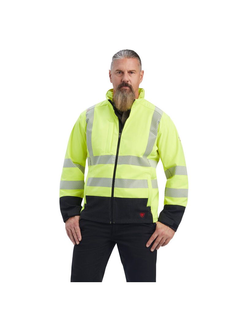 Vestes Ariat FR Vernon Hi-Vis Softshell Jaune | 631259QXY