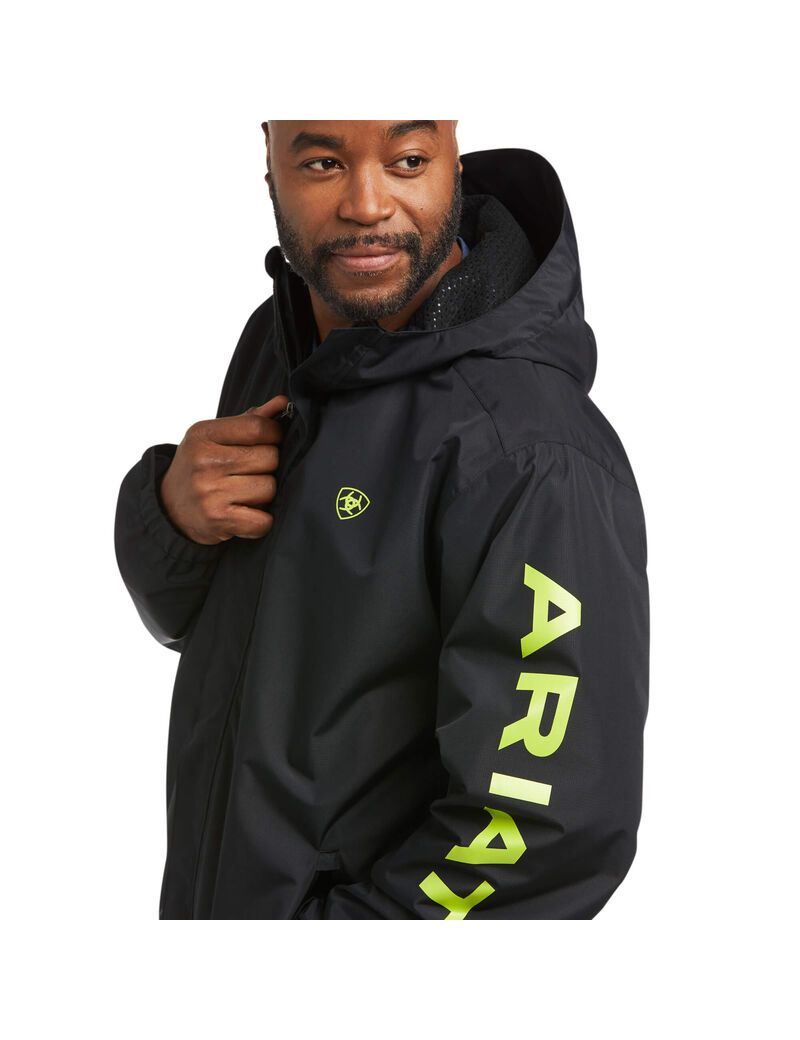 Vestes Ariat Rebar Stormshell Logo Imperméables Noir Vert Clair | 165027XDV