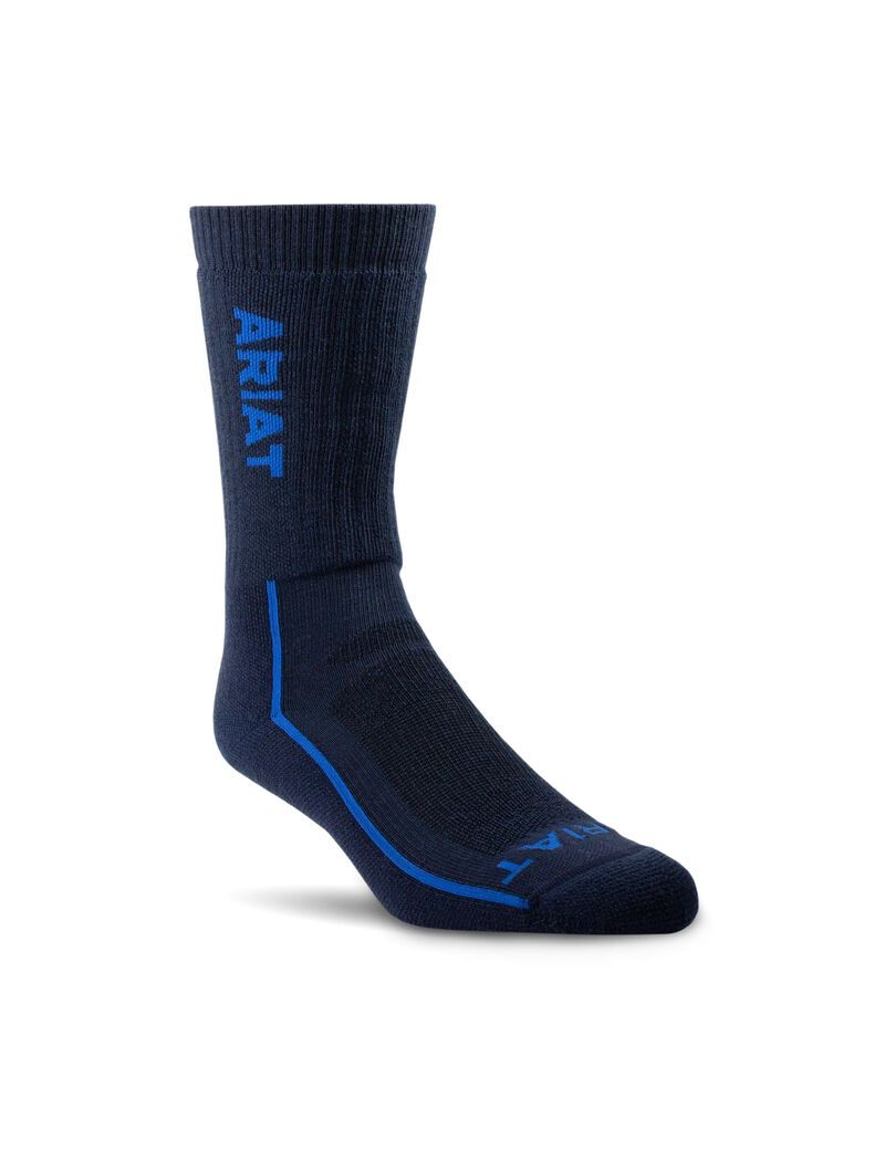 Vêtements De Travail Ariat Heavyweight Merino Laine Steel Embout Performance Travail Socks Bleu Marine | 759806LNV