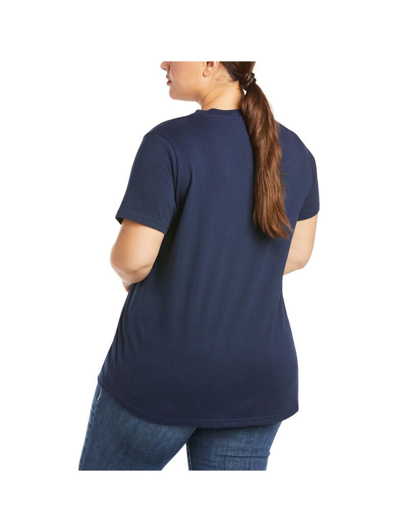 Vêtements De Travail Ariat Rebar Coton Strong V-Neck Top Bleu Marine | 628947JTD