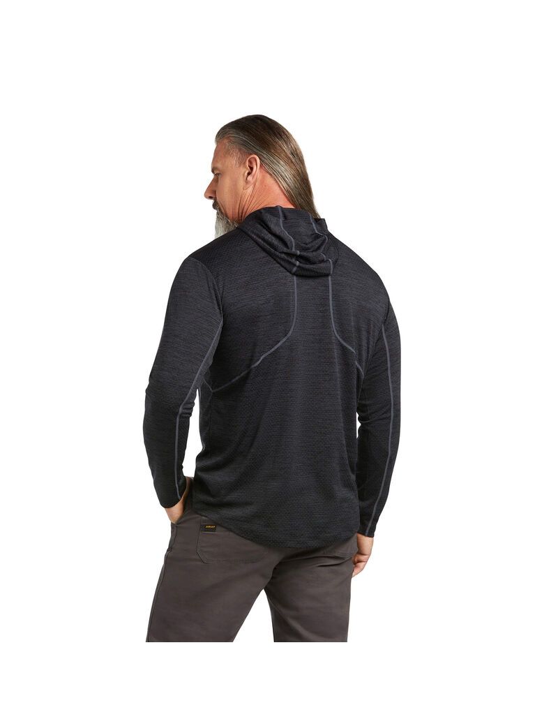 Vêtements De Travail Ariat Rebar Evolution Encapuchonné Sun Shirts Noir | 279348TPR