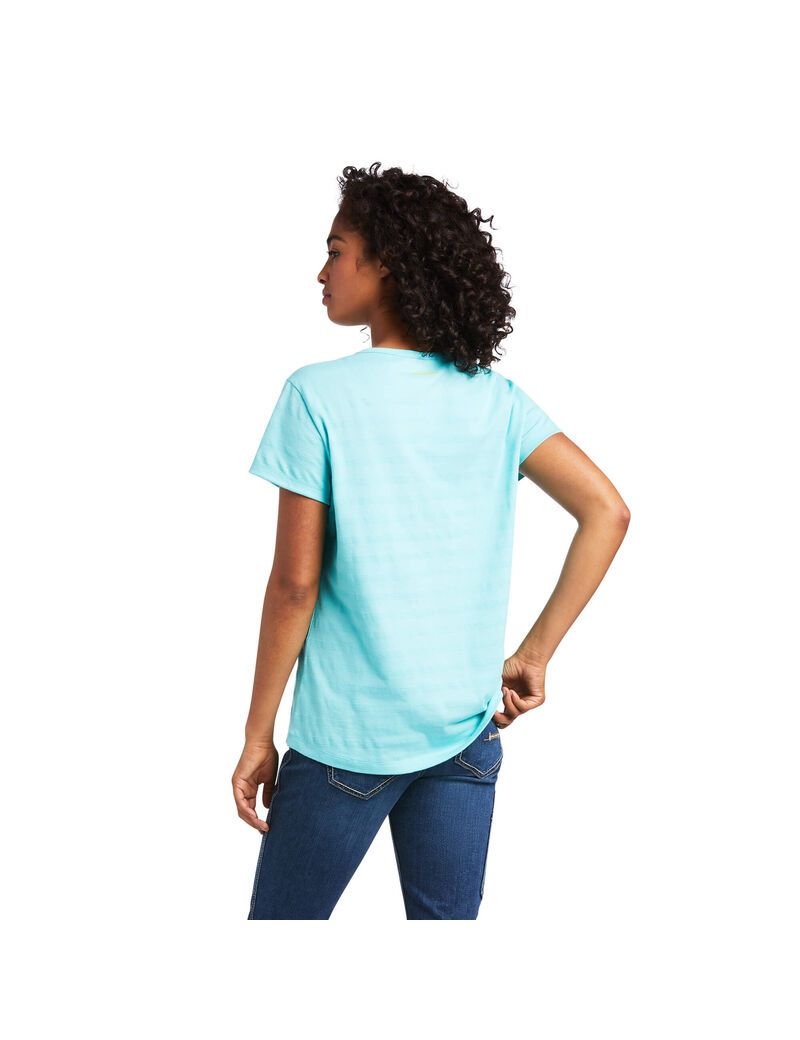 Vêtements De Travail Ariat Rebar Henley T Shirts Turquoise Clair Bleu | 659320KDE