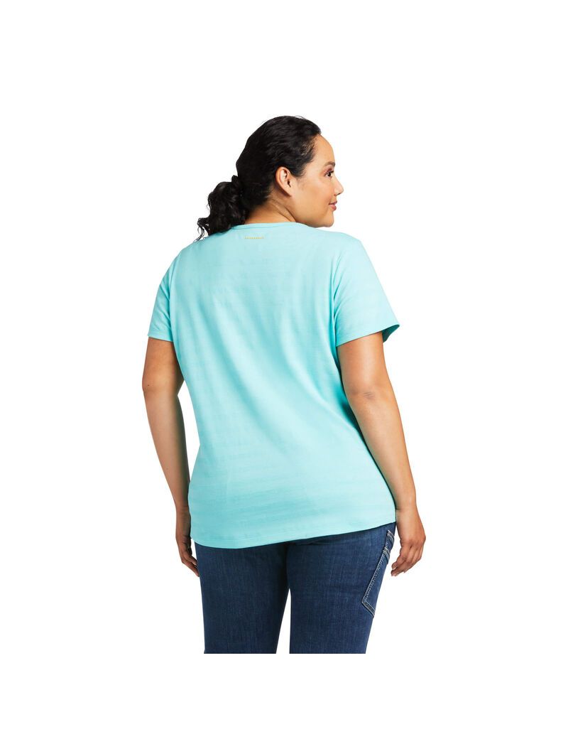 Vêtements De Travail Ariat Rebar Henley T Shirts Turquoise Clair Bleu | 659320KDE