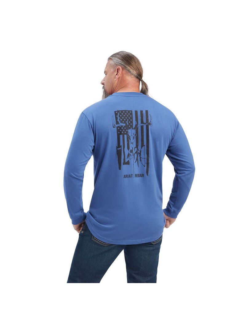 Vêtements De Travail Ariat Rebar Outdoor Graphique T Shirts Bleu Marine | 529301RBL