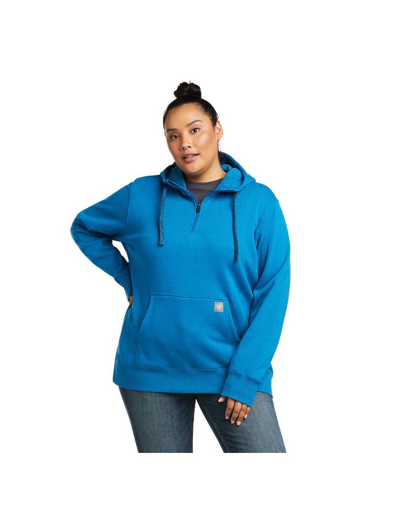 Vêtements De Travail Ariat Rebar Skill Set 1/2 Zip Hoodie Bleu | 263574ECR