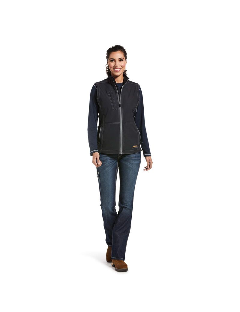 Vêtements De Travail Ariat Rebar Stretch Tela Softshell Vest Noir | 056173CNI