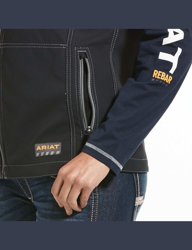 Vêtements De Travail Ariat Rebar Stretch Tela Softshell Vest Noir | 056173CNI